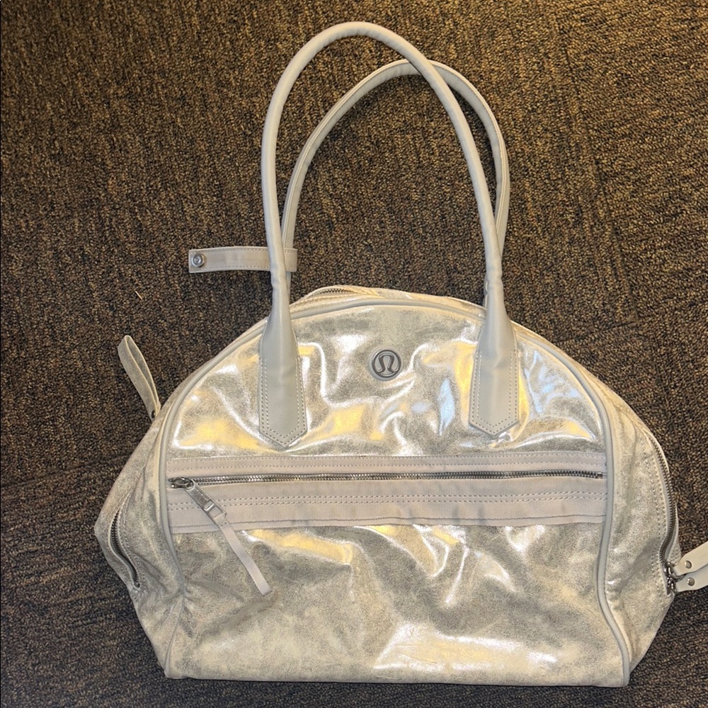 lululemon athletica Shimmering Silver Tote with lots of pockets